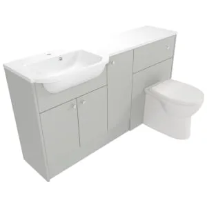 Deccado Benham Whisper Grey Left Hand 1500mm Fitted Vanity & Toilet Pan Unit Combination with Left Hand Basin 2