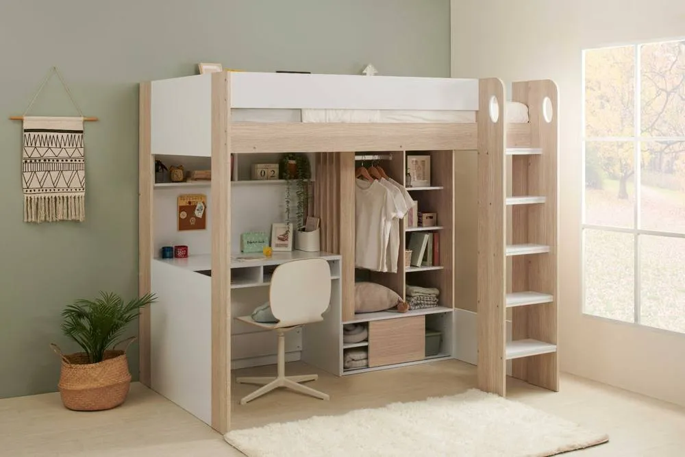 Flair Hampton High Sleeper Bed with Wardrobe in White 4