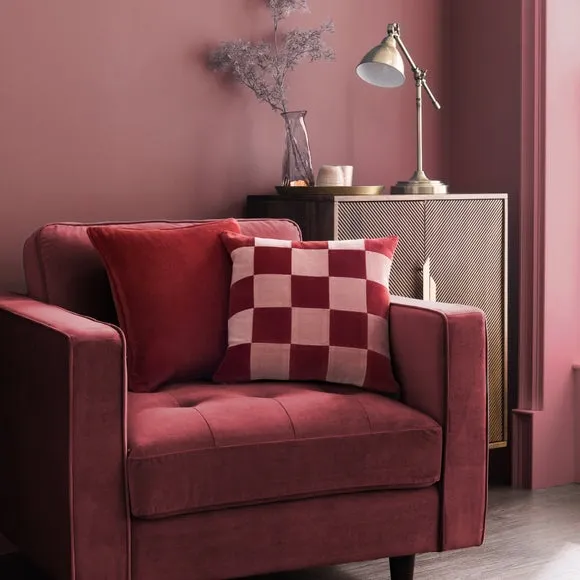 Clara Cubed Patchwork Cotton Velvet Square Cushion 1