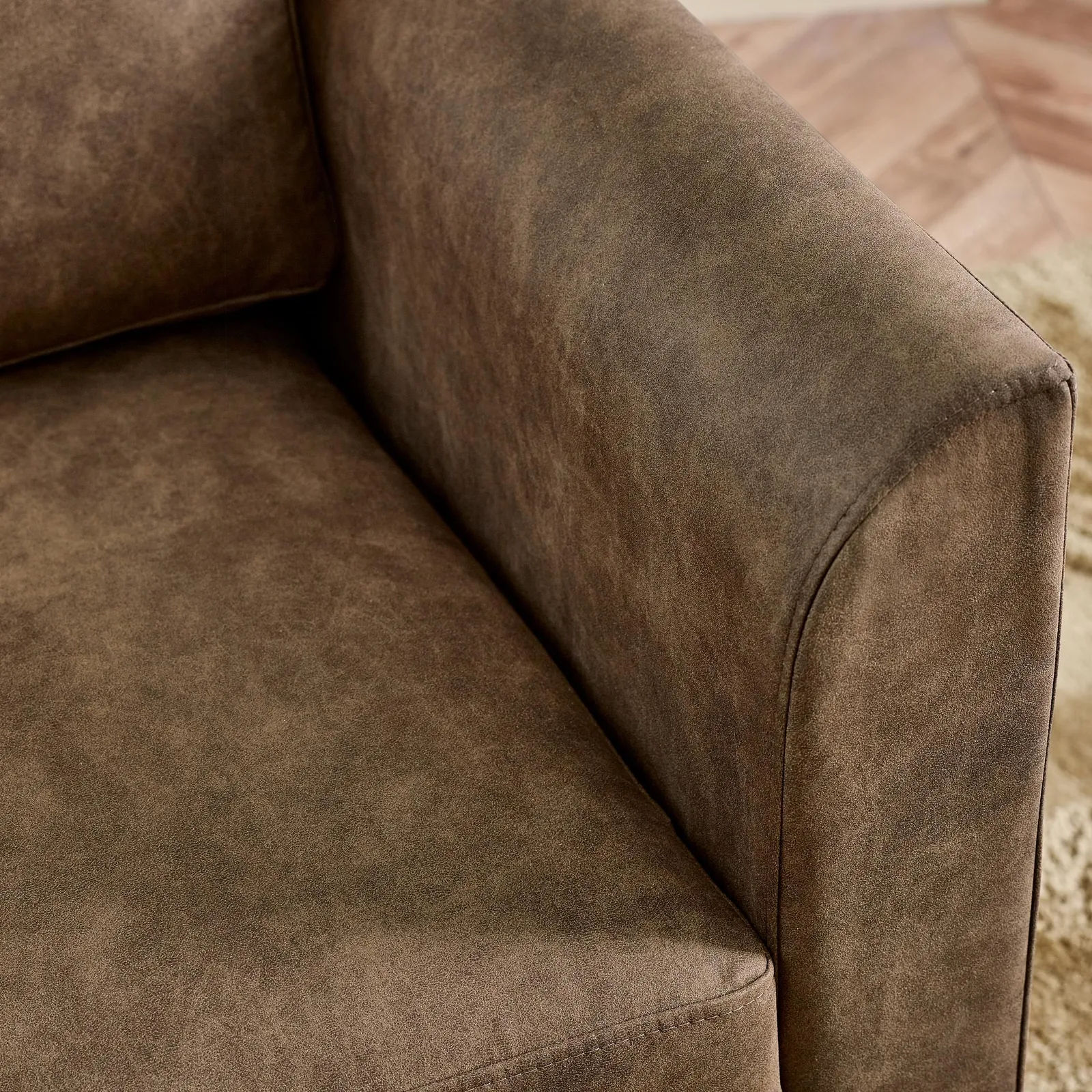FurnitureboxUK Logan Brown Faux Leather 3 Seater Sofa 5