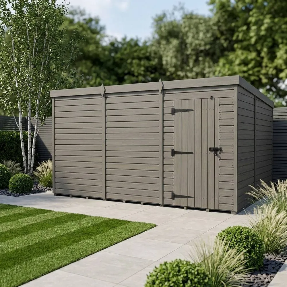 Buttercup Farm 20ft x 9ft Composite Pent Garden Shed Single Door No Windows in Grey 2