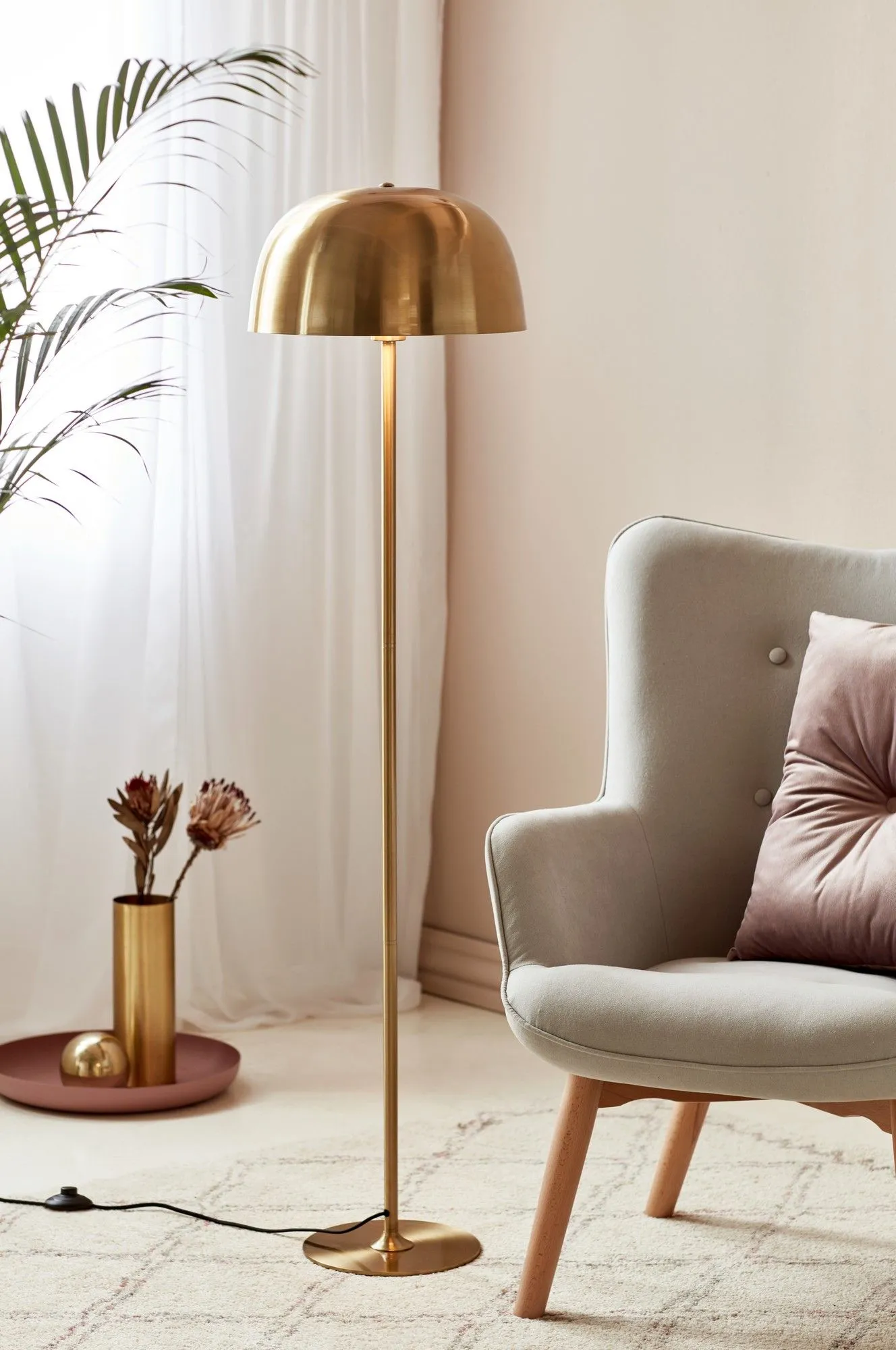 Nordlux Cera Floor Lamp Brass Metal Livingroom E27 Switch in Gold 5