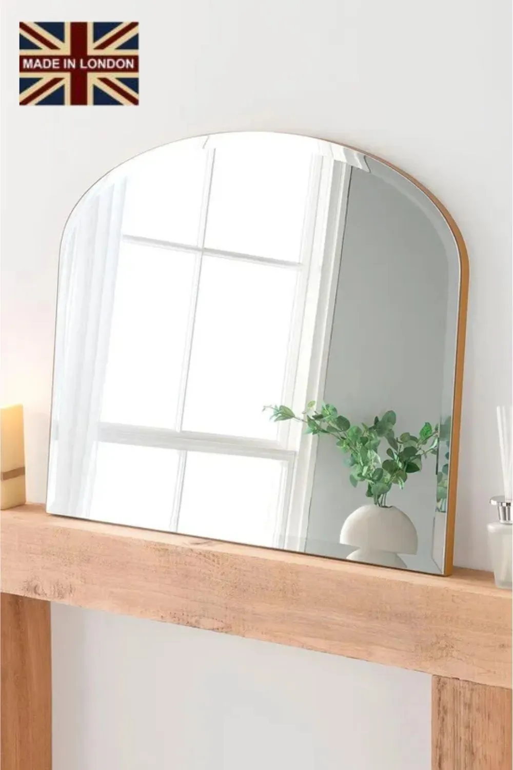 Yearn Mirrors Minimal Bevelled Mantle Mirror Gold 91(w) x 69cm(h)