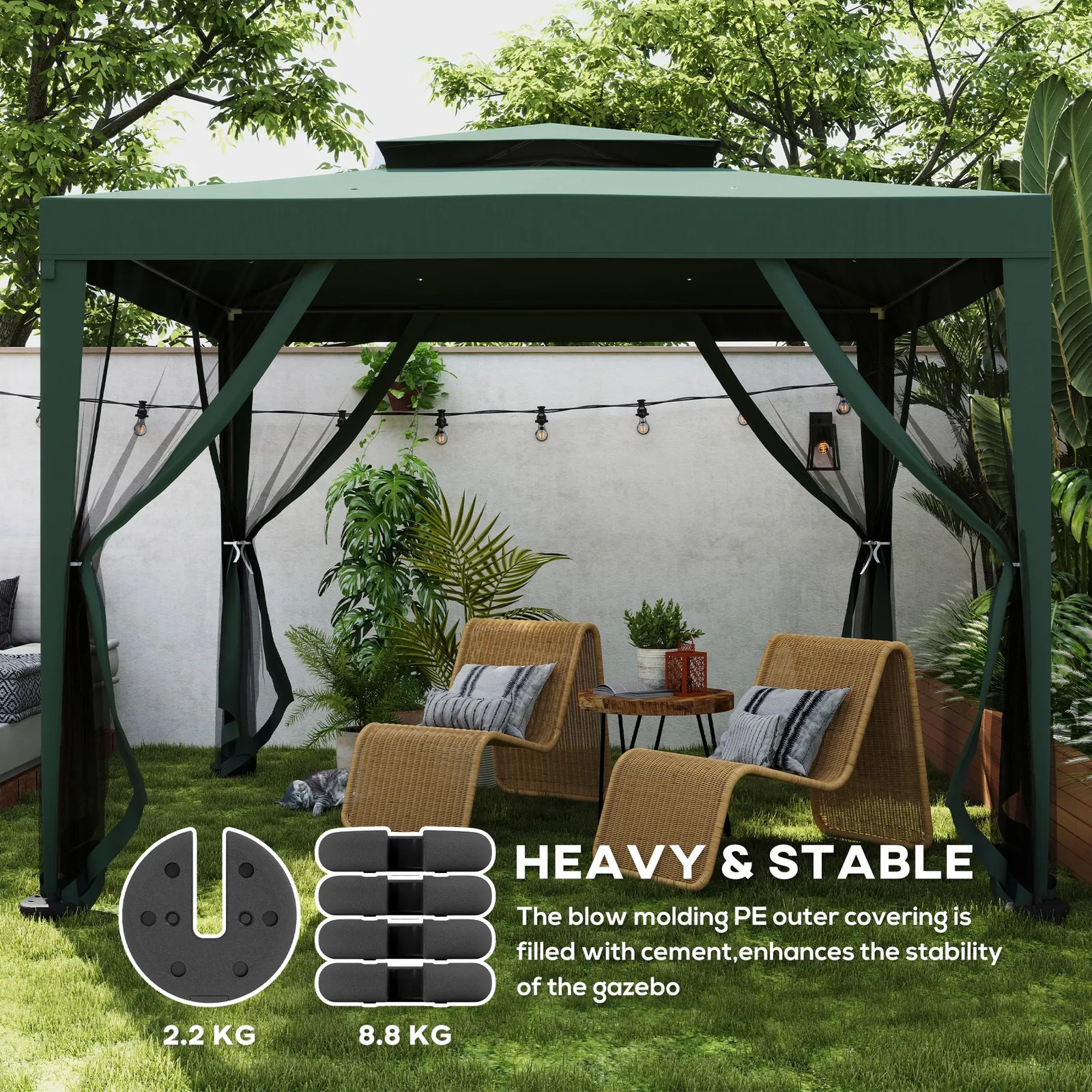 OUTSUNNY Tent Weight Base 4pcs Gazebo Foot Leg Pole Anchor Weights Marquee in Black 5