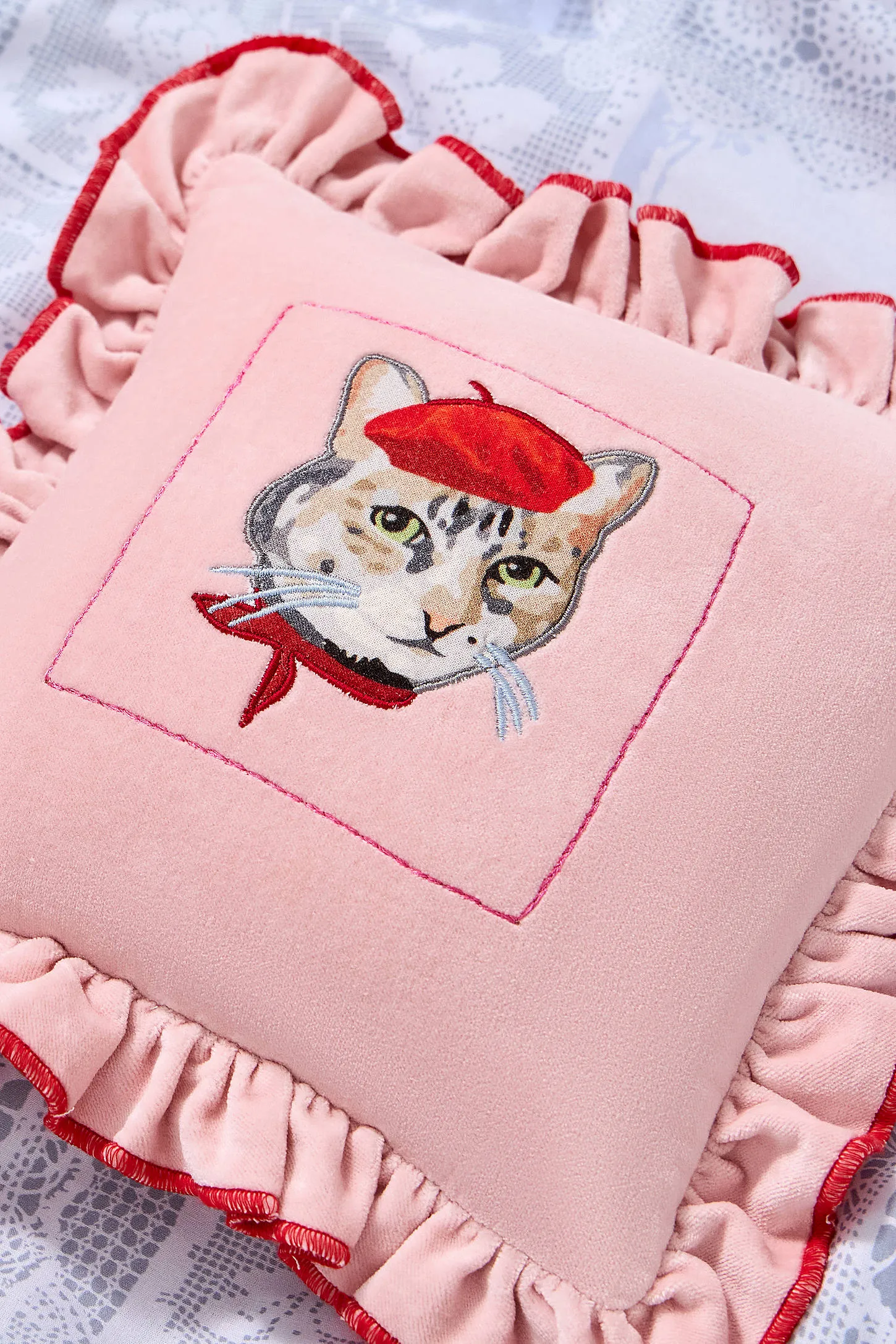 Motif Animal Ruffle Mini Cushion - Pink ALL 2