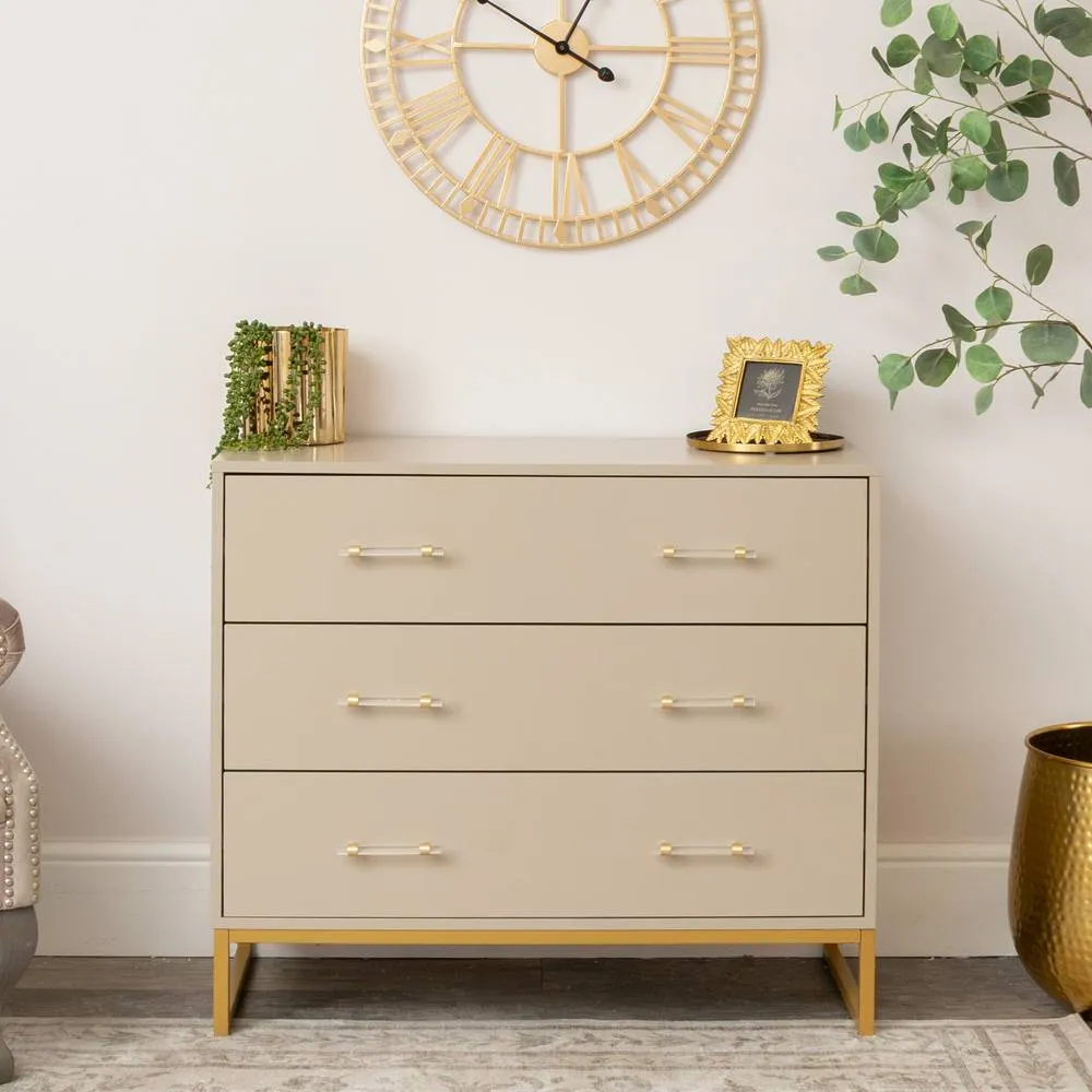 Melody Maison Large 3 Drawer Chest Of Drawers - Liana Taupe Range in Beige
