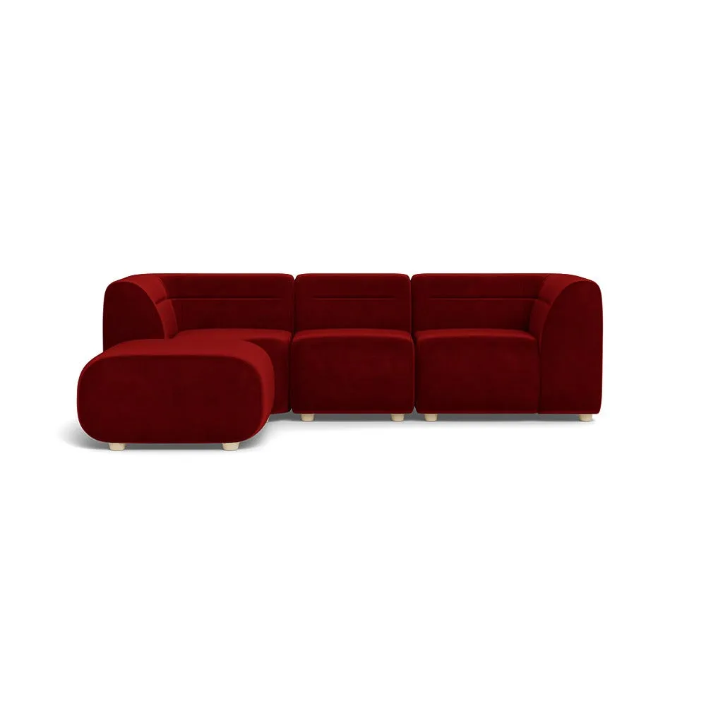 Heal's Lilli Left Hand Facing Corner Sofa Smart Luxe Velvet Mulberry Natural Beech Feet 1