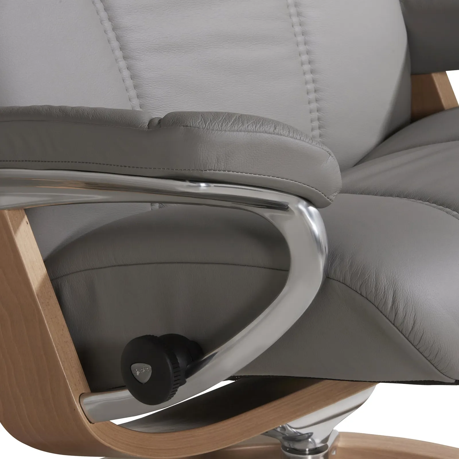 Stressless Consul Large Recliner Chair & Stool, Grey Leather | Barker & Stonehouse 5