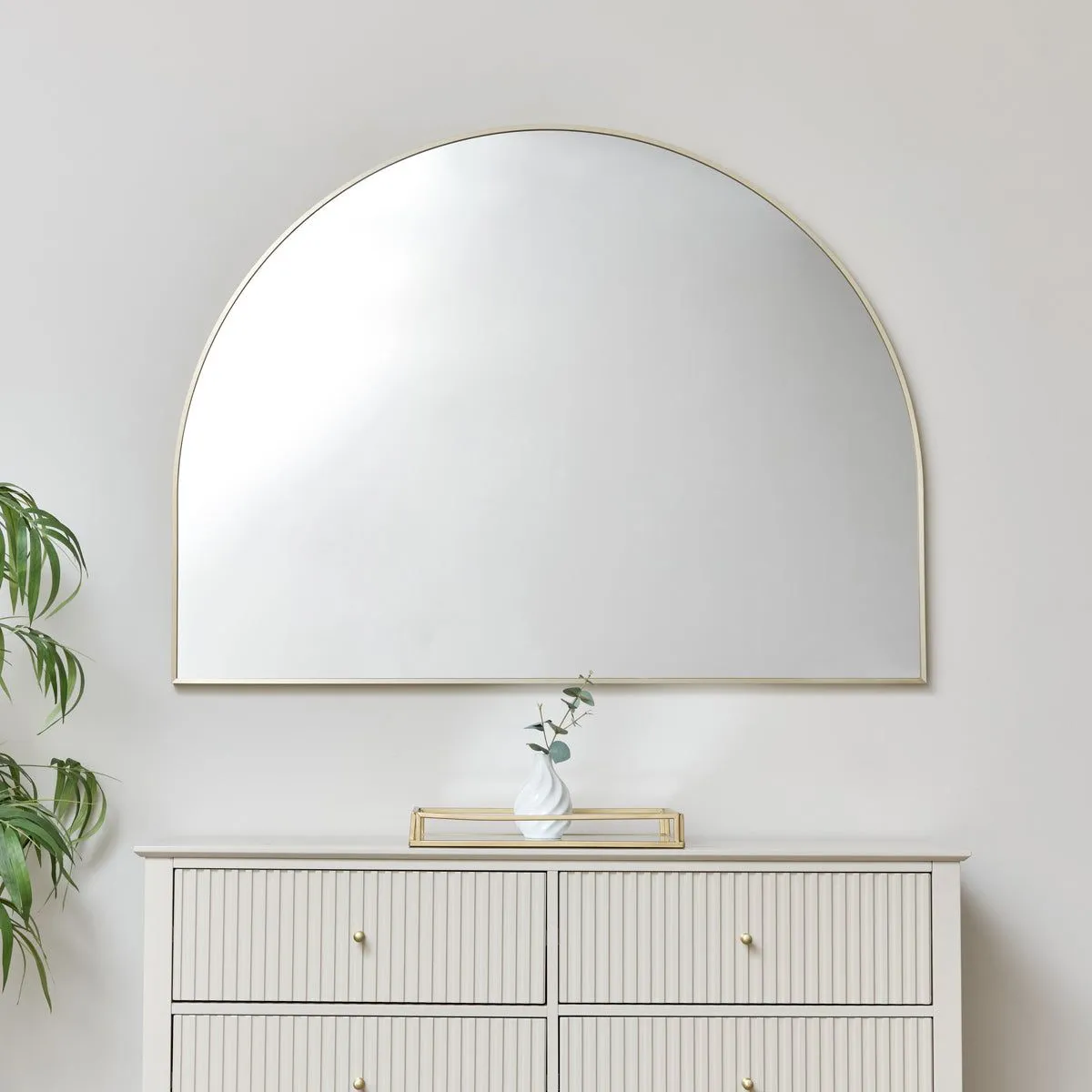 Melody Maison Large Gold Arched Wall Mirror 90cm X 120cm