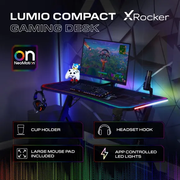 X Rocker Lumio Compact LED Gaming Desk 2