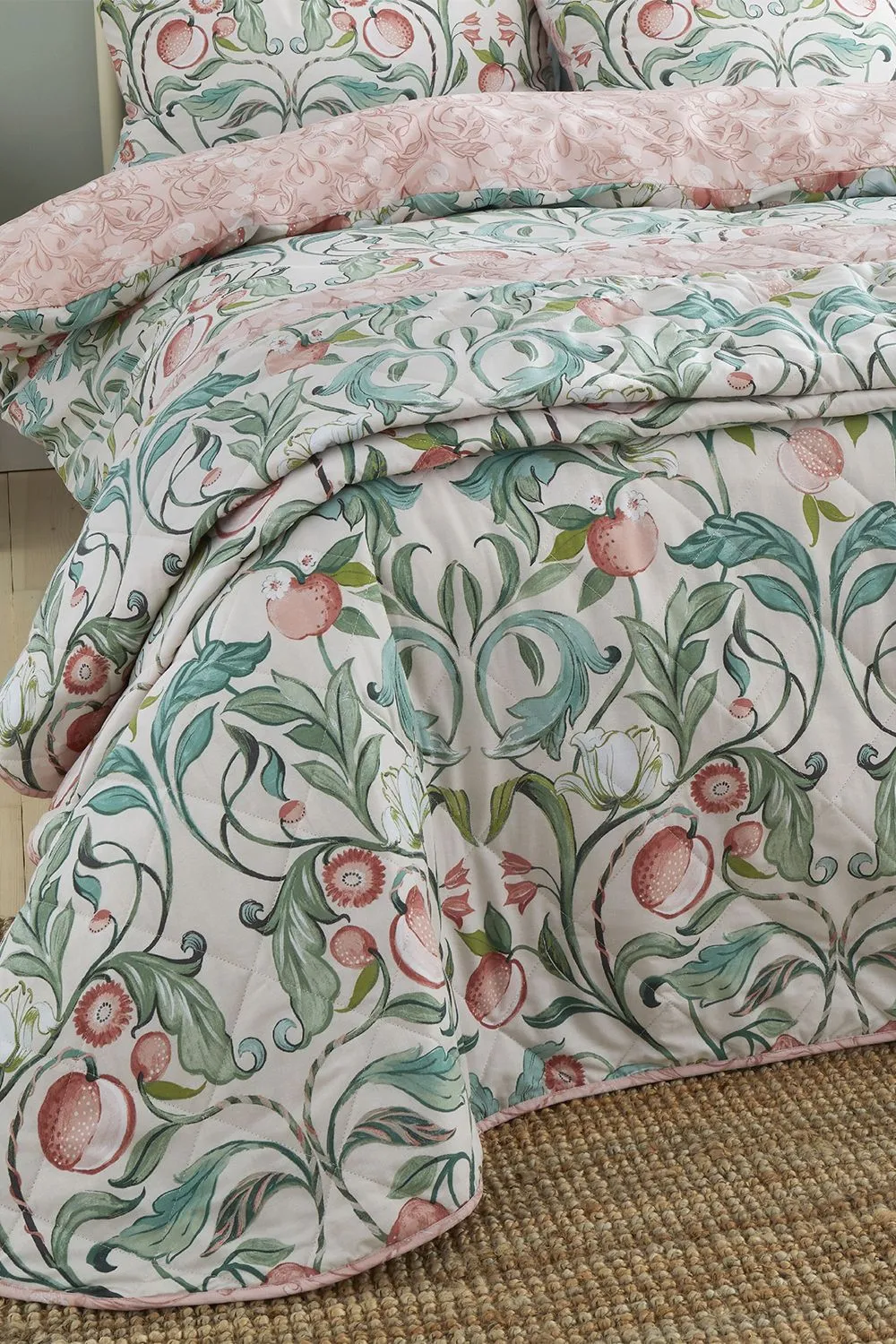 Catherine Lansfield 'Clarence Floral' Bedspread in Natural