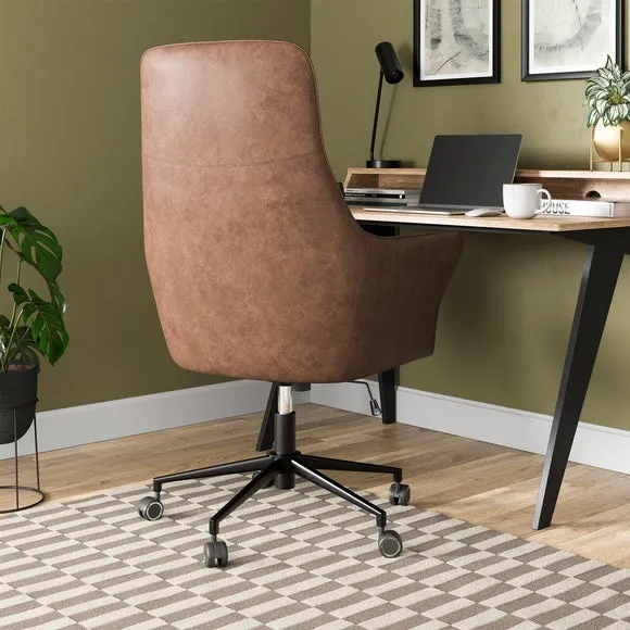 Kingswell Winged Office Chair, Faux Leather 2