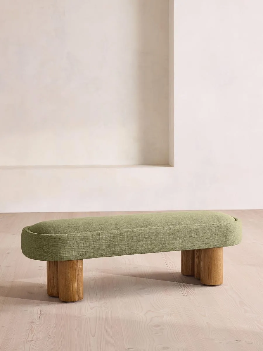 Nieve Bench, Wool Linen, Sage