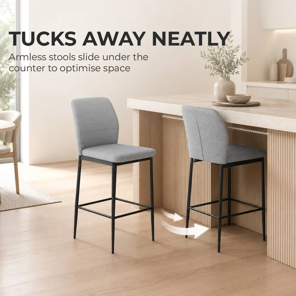 HOMCOM Modern Tall Chairs with Footrest & Backrest, Grey 5