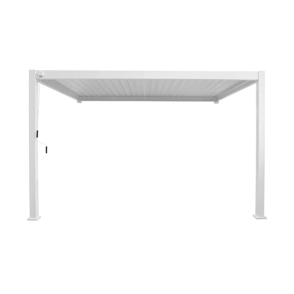 sweeek Lean to pergola with louvered roof aluminium 4 x 3m in White 5