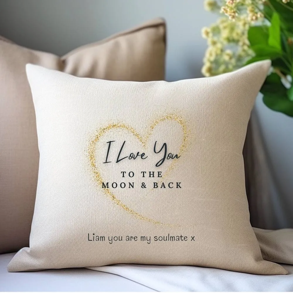 Aye Do Gifts Personalised Love You to the Moon & Back Cushion in Beige