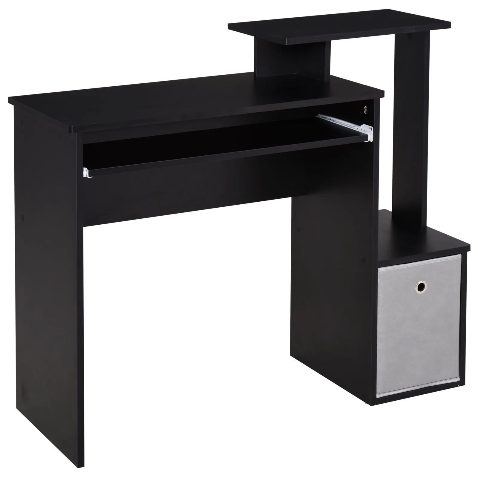 HOMCOM Computer Desk with Sliding Keyboard Tray Storage Drawer Shelf in Black