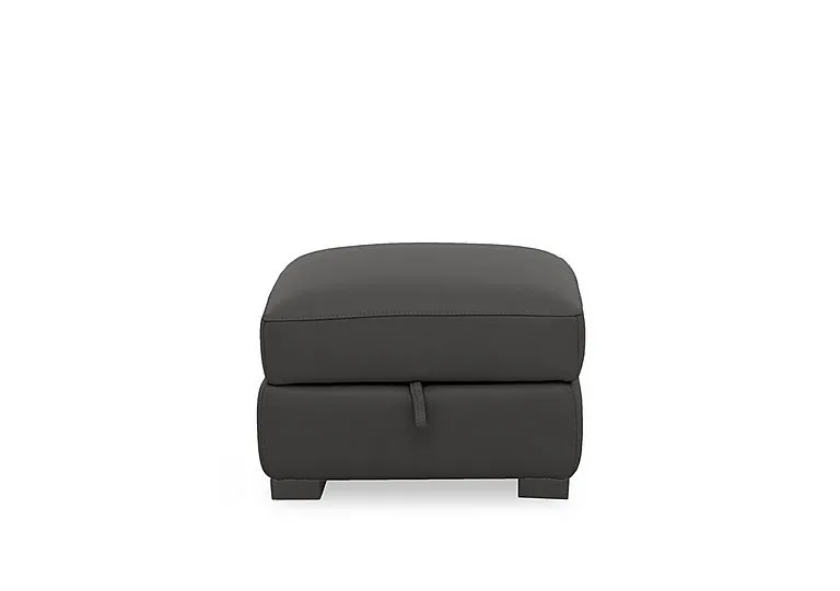 Nova Leather Storage Footstool - Classic Black