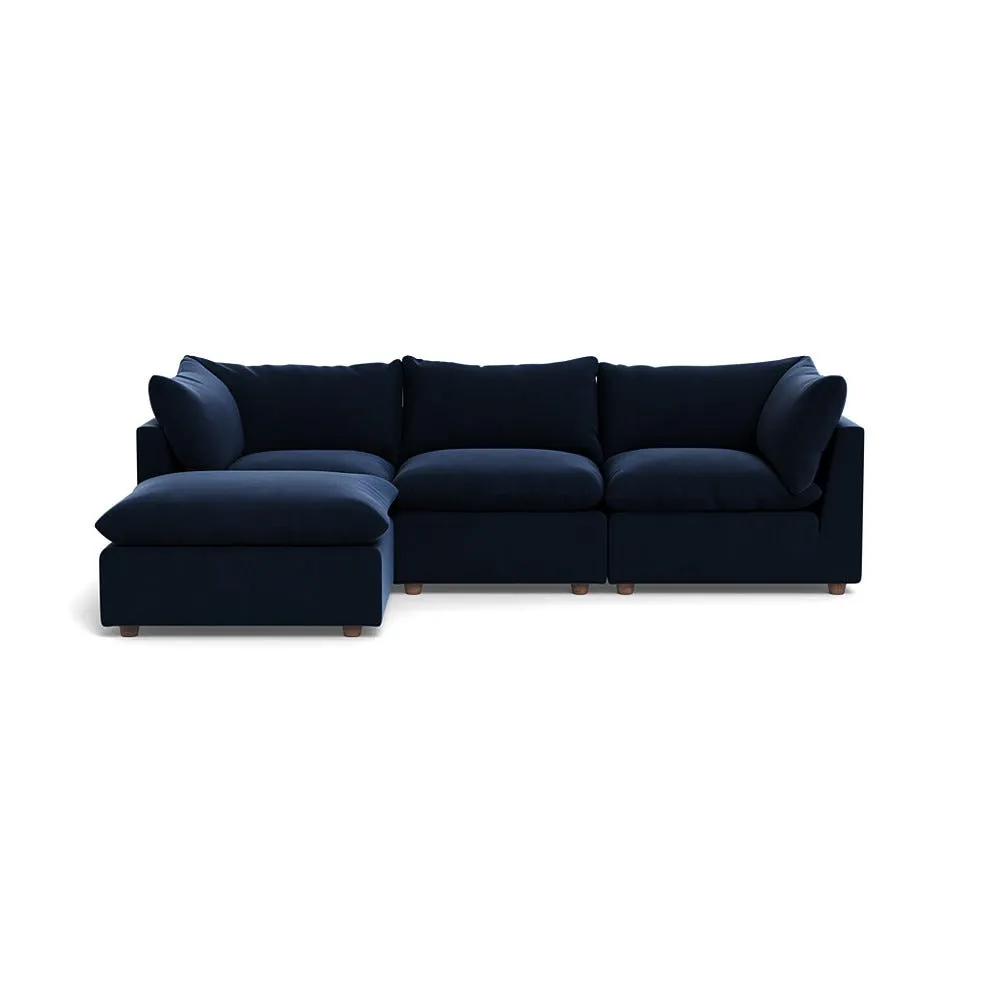 Heal's Astrid Left Hand Facing Corner Sofa Smart Velvet Dusk Walnut Stained Beech Feet 1