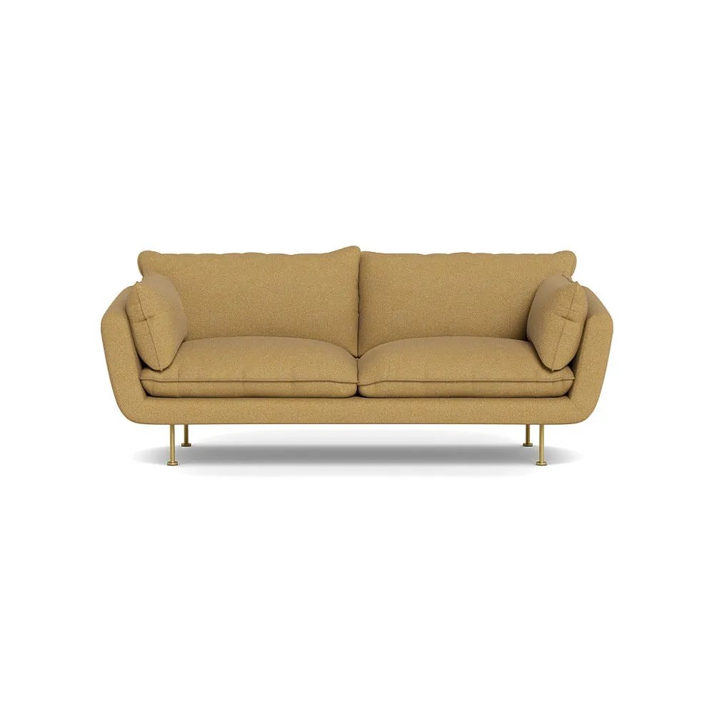 Heal's Allora 3 Seater Sofa Boucle Tweed Citrine Brass Feet 1