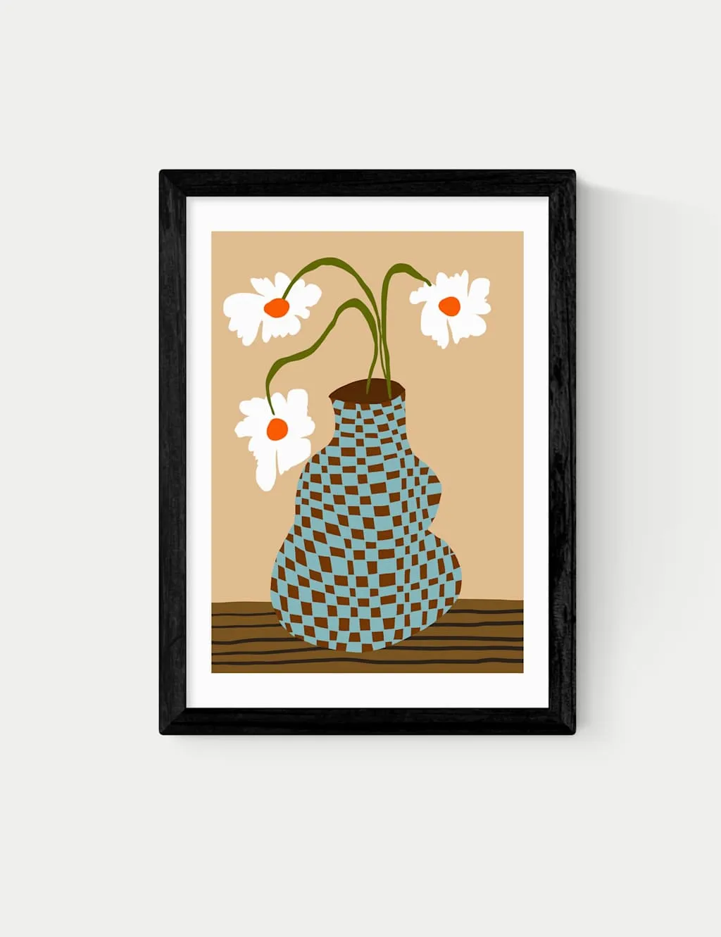 East End Prints Party Floral Pottery Framed Art Print Black