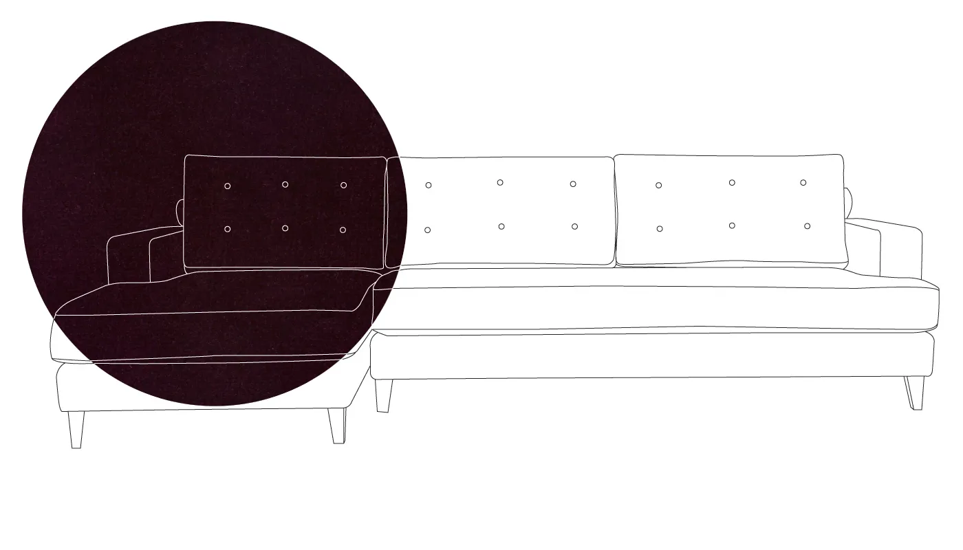 Heal's Mistral Left Hand Corner Sofa Velvet Grape Natural Feet
