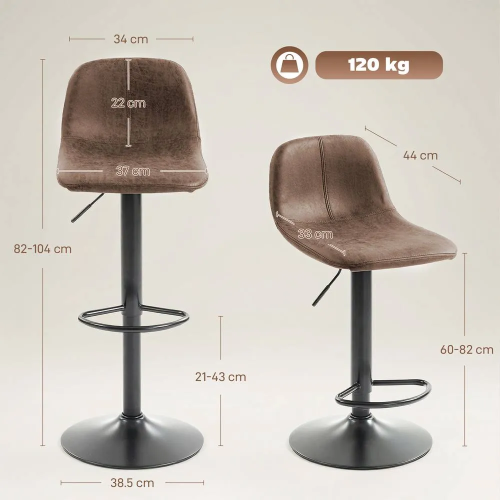 HOMCOM Bar Stools Set of 2, Modern Swivel Barstools for Dining Room in Brown 3