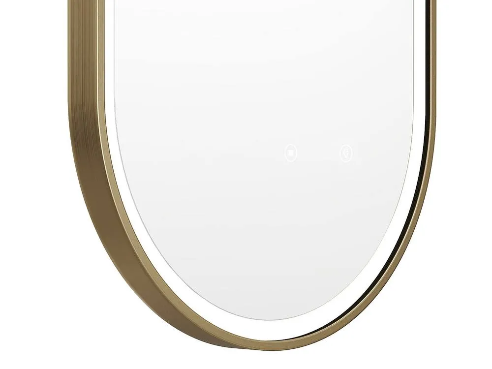 Vente-unique Oval Illuminated Anti-Mist Bathroom Mirror With Gold Surround - 50 X 6