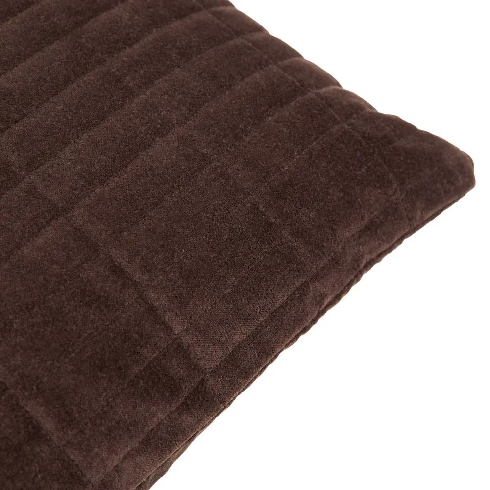 Yard Dales Quilted 100% Cotton Velvet Cushion in Brown 3