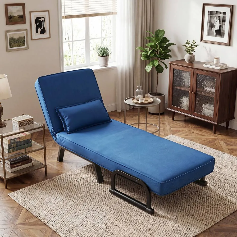 Costway Convertible Sleeper Chair 3-in-1 Folding Sofa Bed Adjustable Backrest in Blue 3