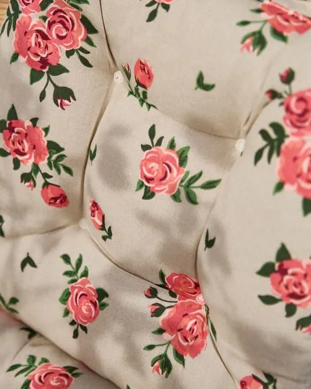 Dibor Set of 4 Vintage Rose Green Summer Outdoor Garden Chair Seat Pad Cushions W40 x L40cm 3