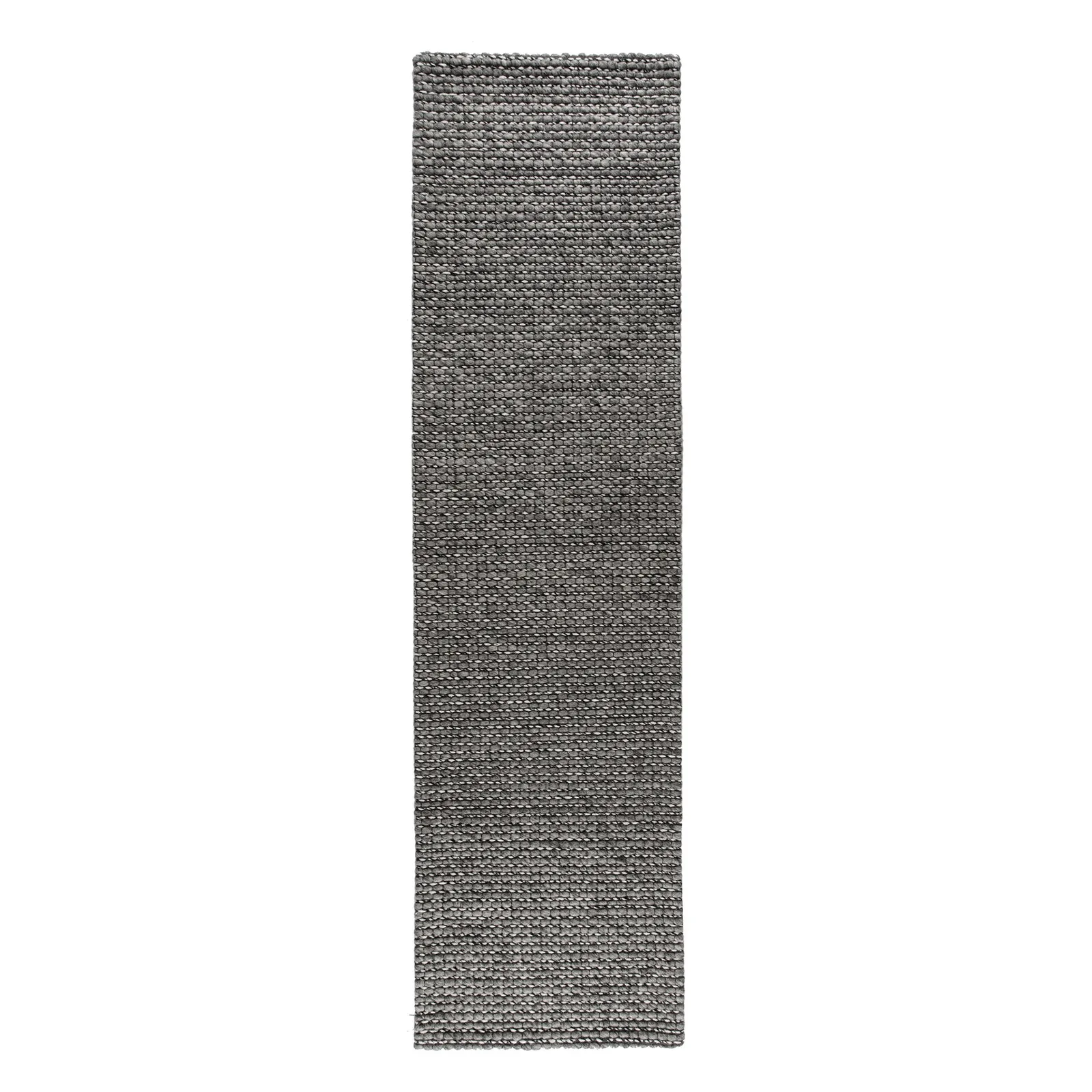 Grey Textured Wool Mix Runner Grey