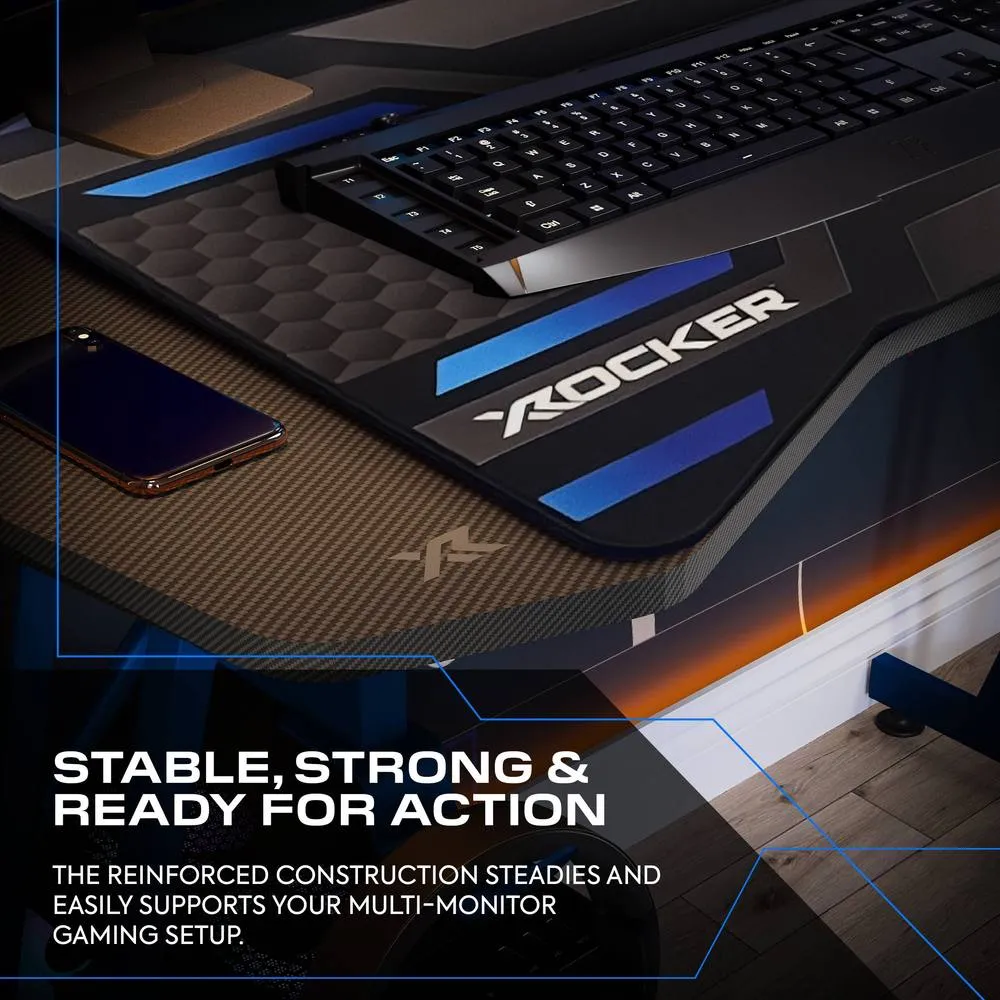 X Rocker Panther Evo 120cm Gaming Desk with Mousepad - Blue 4