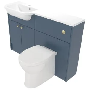 Deccado Benham Juniper Blue Left Hand 1200mm Slimline Fitted Vanity & Toilet Pan Unit Combination with Left Hand Basin