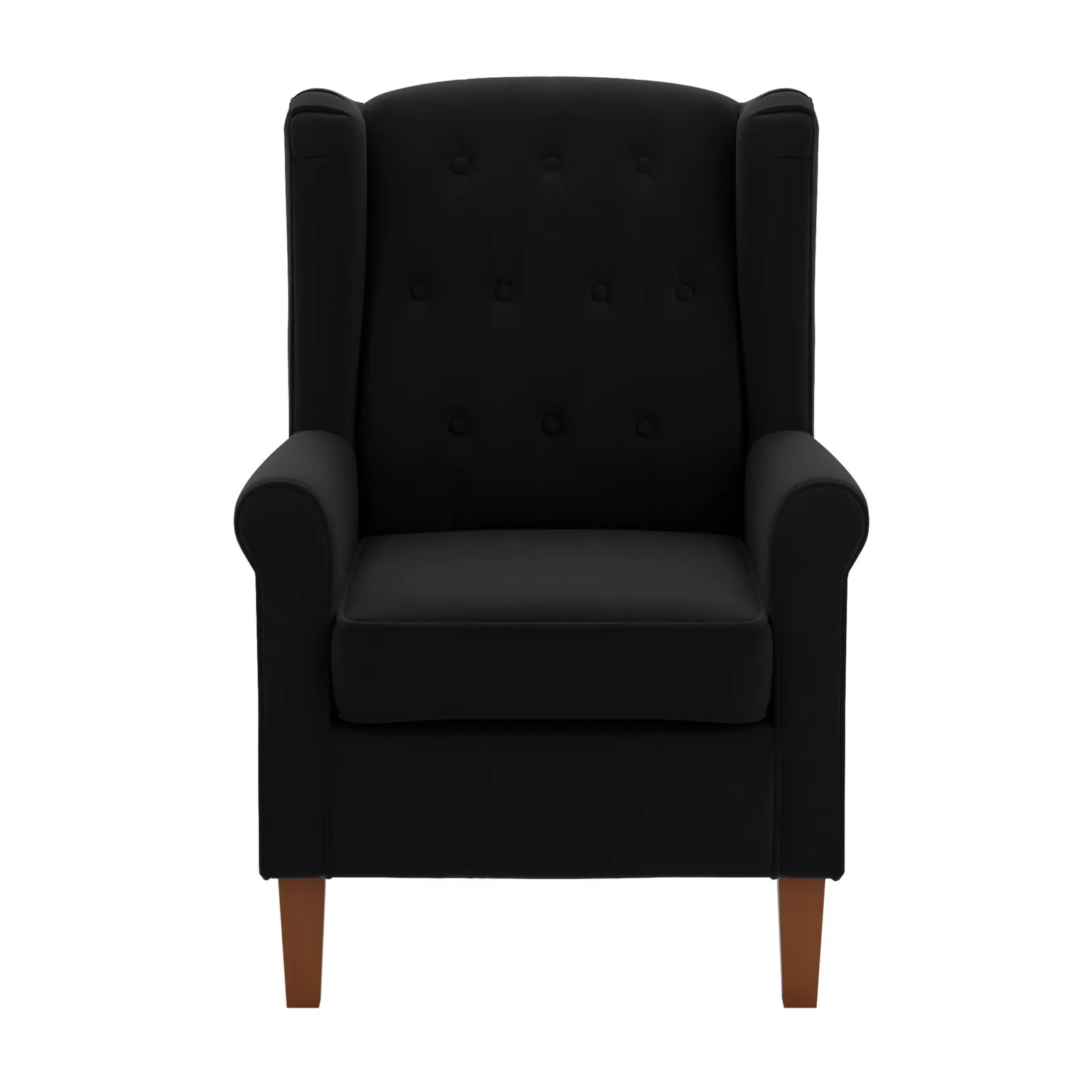 Oswald Button Back Velvet Armchair Black