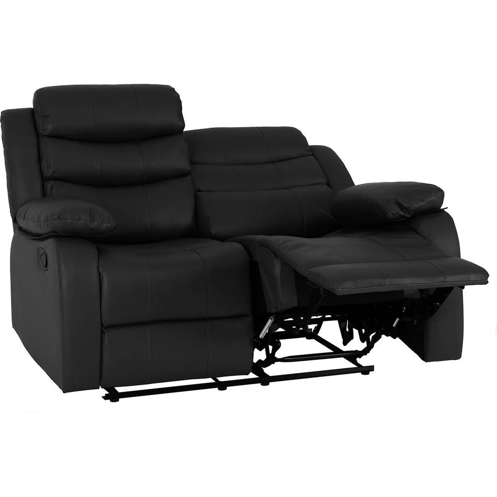 Seconique Roma 2 Seater Recliner Sofa - Black Faux Leather 5