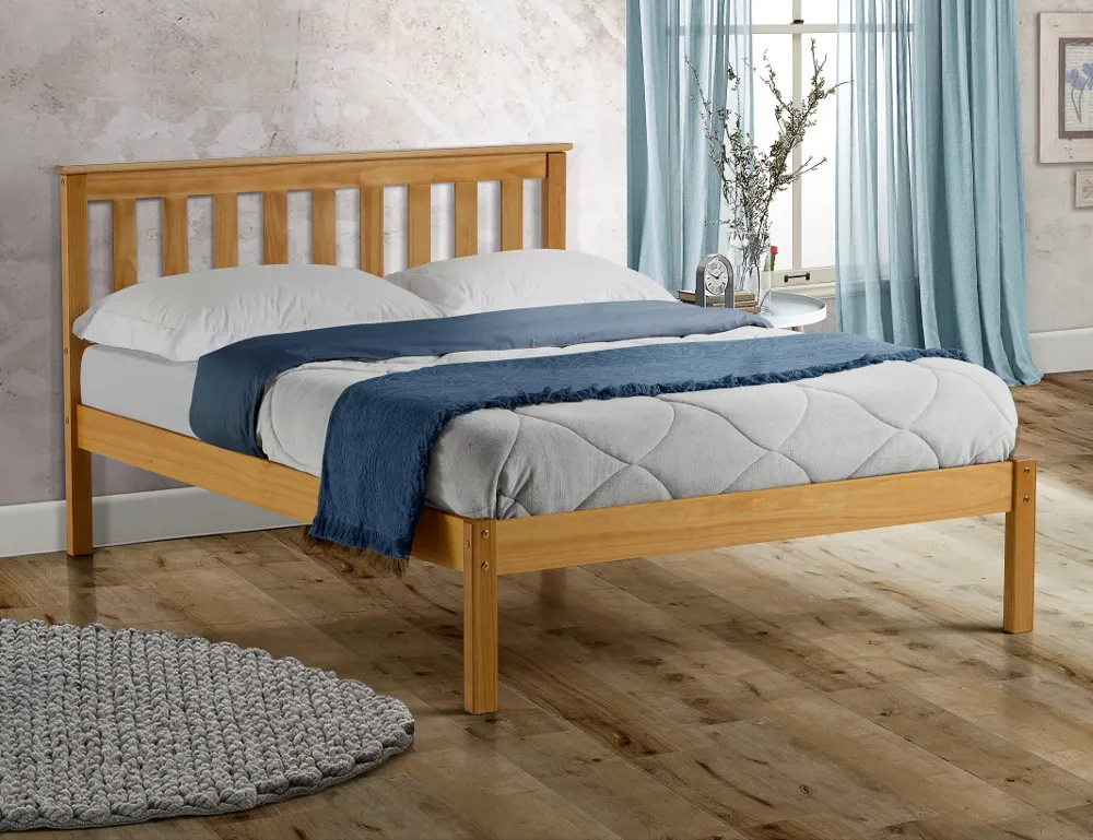 Denver - Small Double Antique Solid Pine Wooden Bed Frame - 4ft - - Happy Beds 1