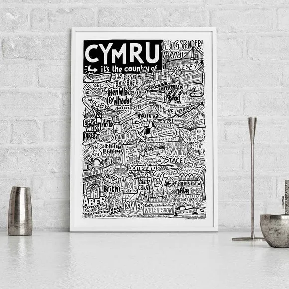Sketchbook Design Cymru Landmarks Framed Print 1