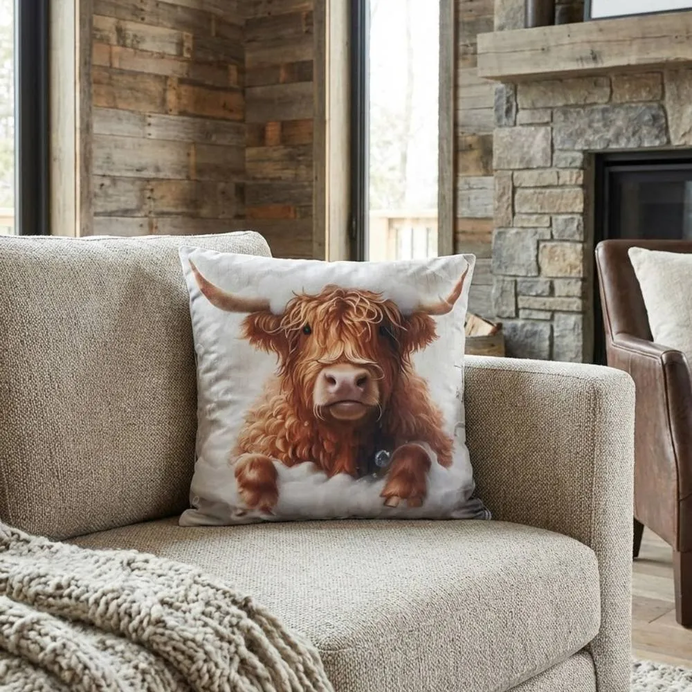 Garden Greatness Highland Cow In Bath Cushion