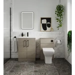Nuie Arno Solace Oak 2 Door Vanity Unit & Basin - 840 x 610mm 2