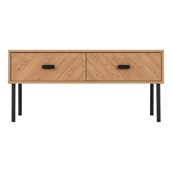 Leon 2 Drawer Coffee Table, Oak Effect 4