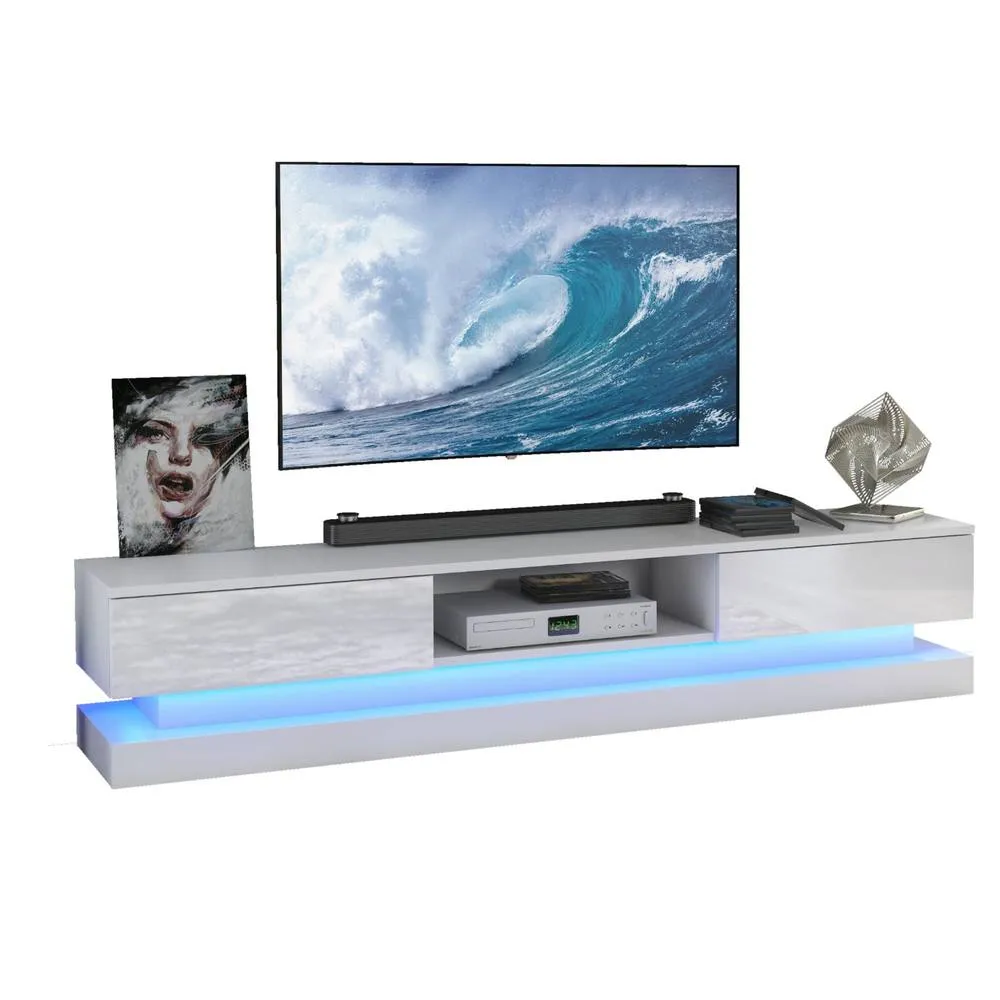 Creative Furniture Bloom TV Unit 180cm - White with Gloss Doors & LED Lights 3