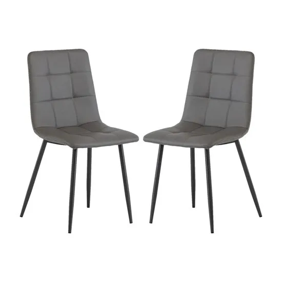 Virgo Grey Faux Leather Dining Chairs In Pair