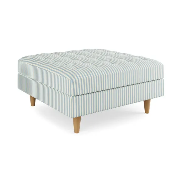 Zoe Pinstripe Fabric Square Storage Footstool 6