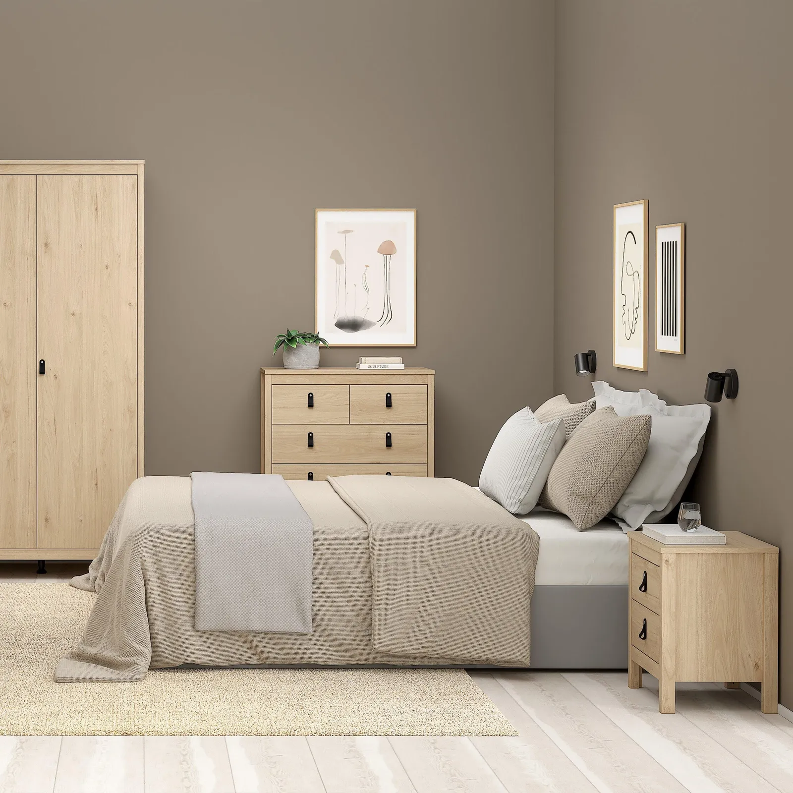 Furniture To Go Barcelona Bedside Table 2 Drawers in Jackson Hickory Oak in Light Oak 6