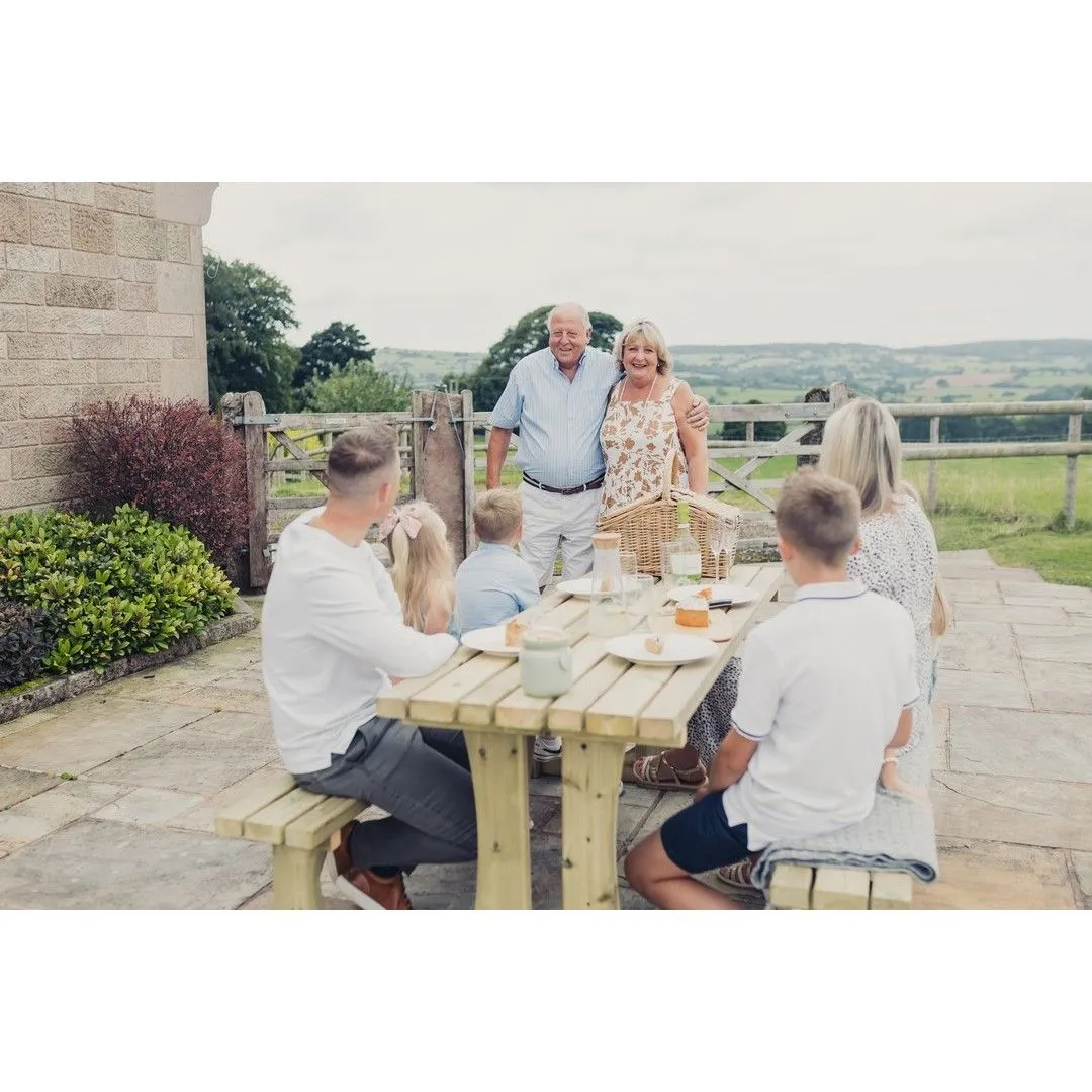 Churnet Valley Garden Furniture Ltd Lunar Picnic Table - L150 x W153 x H76 cm - Partially Assembled in Brown 6