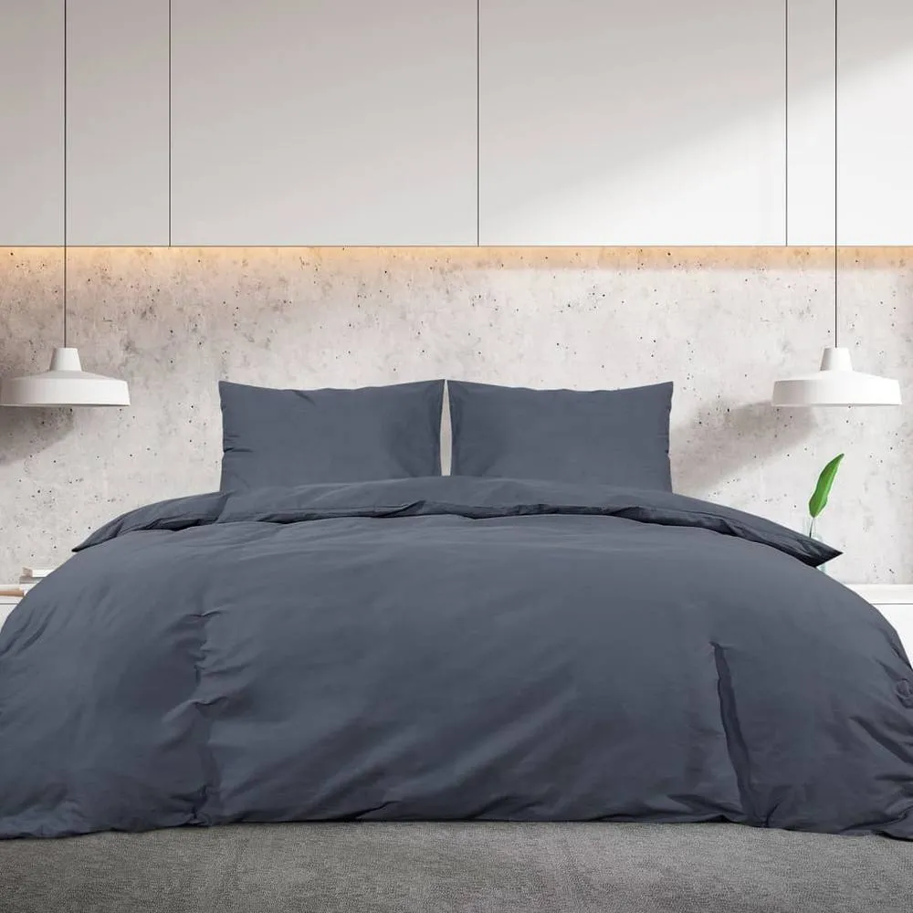 Berkfield Home Elegant Duvet Cover Set Anthracite 135x200 cm Light-weight Microfiber in Charcoal