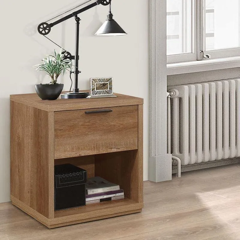 Stockwell - Rustic 1 Drawer Bedside Table - Oak - Wooden - Happy Beds