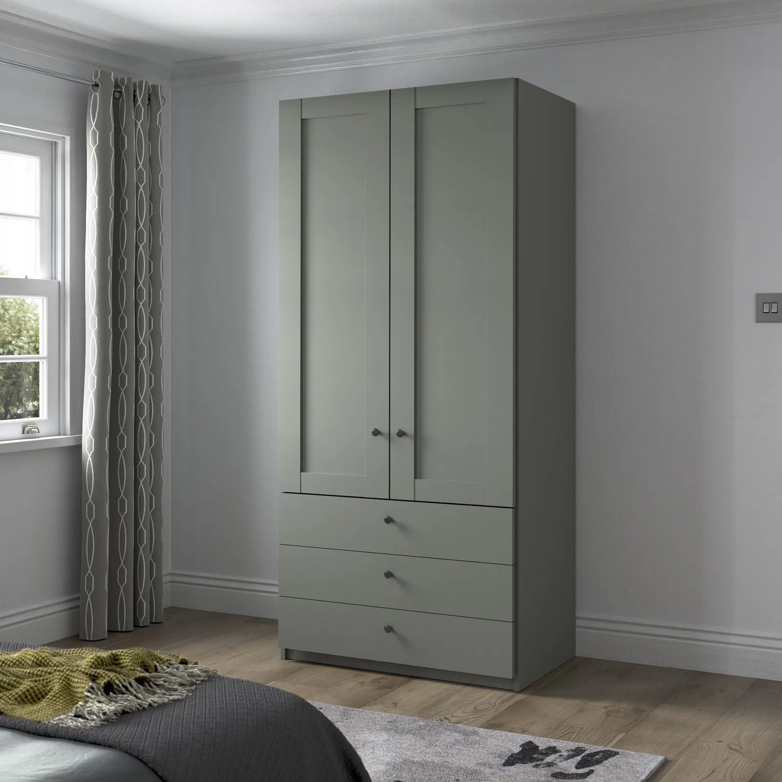 Varese 3 Drawer Functional Unit W100Cm, Green | Barker & Stonehouse 2
