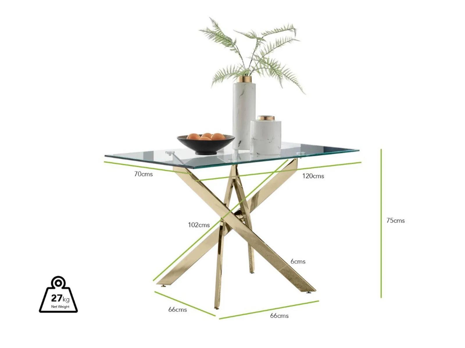 FurnitureboxUK Leonardo 120cm 4-Seater Glass & Chrome Metal Starburst Dining Table in Gold 6